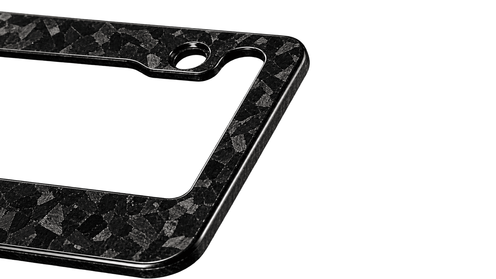 Macro view of the carbon-fiber weave and mounting recess